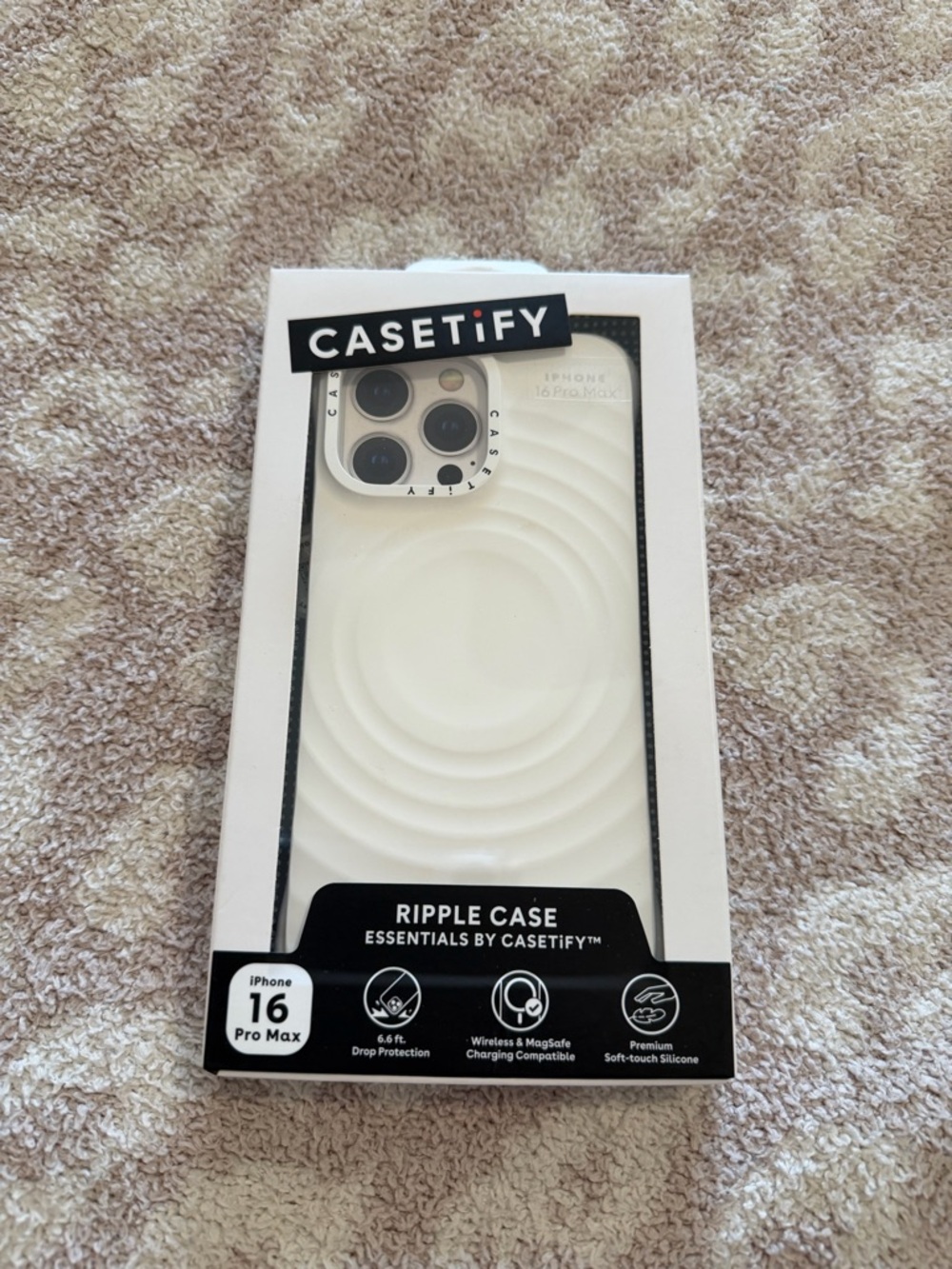 Casetify Ripple Silicone iPhone 16 Pro Max Case - Cream White - NEW